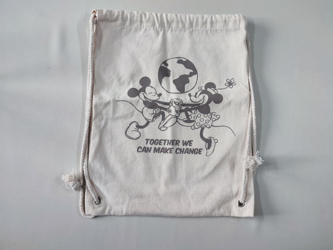 Sac à dos textile blanc cassé Mickey et Minnie, moins cher chez Petit Kiwi