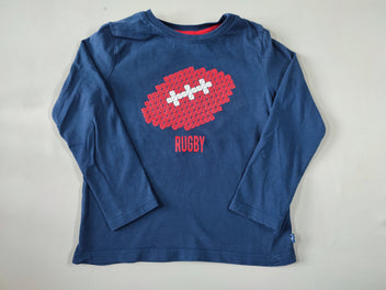 T-shirt m.l bleu marine ballon de rugby en pixel