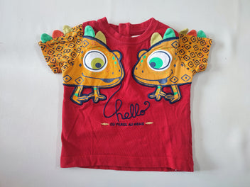 T-shirt m.c rouge lézards oranges