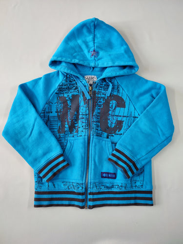 Sweat zippé à capuche bleu "NYC", moins cher chez Petit Kiwi