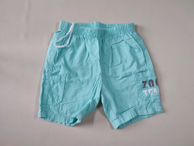 Bermuda toile turquoise poches latérales, moins cher chez Petit Kiwi