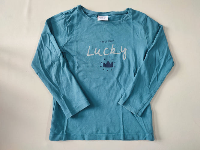 T-shirt m.l bleu "You're really lucky", moins cher chez Petit Kiwi