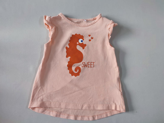 T-shirt m.c orange clair hippocampe "Sweet", moins cher chez Petit Kiwi
