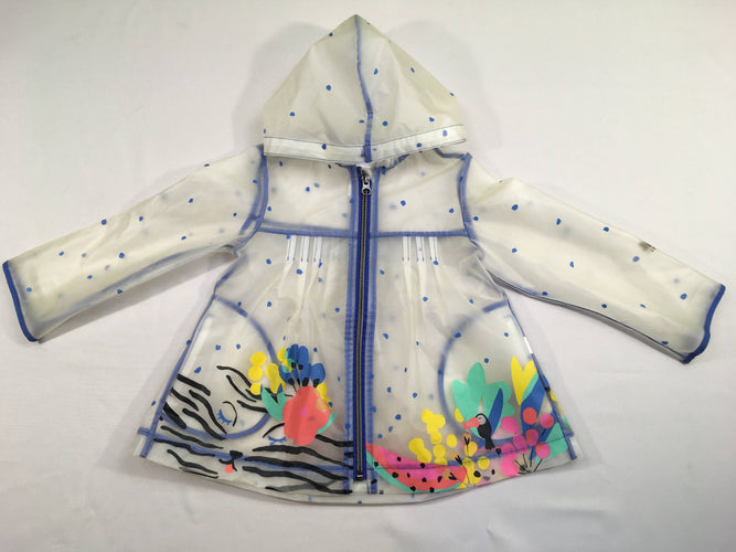 Ciré transparent zippé à capuche motifs fleurie, moins cher chez Petit Kiwi