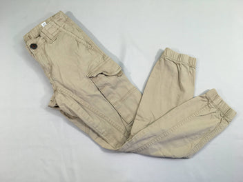 Pantalon cargo beige taille et chevilles élastiques