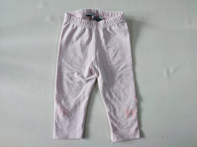 Legging rose clair fil irisé papillons, moins cher chez Petit Kiwi