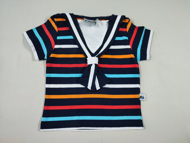 T-shirt m.c rayé noir/bleu/rouge/orange/blanc col marin, Hublot, moins cher chez Petit Kiwi
