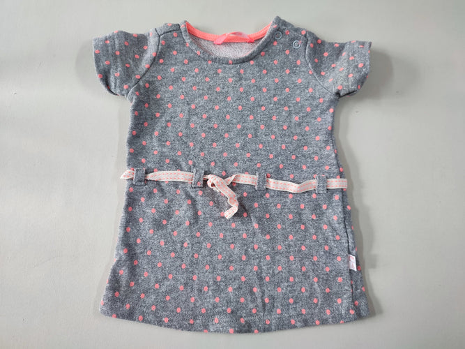 Robe m.c molleton grise à pois roses, moins cher chez Petit Kiwi