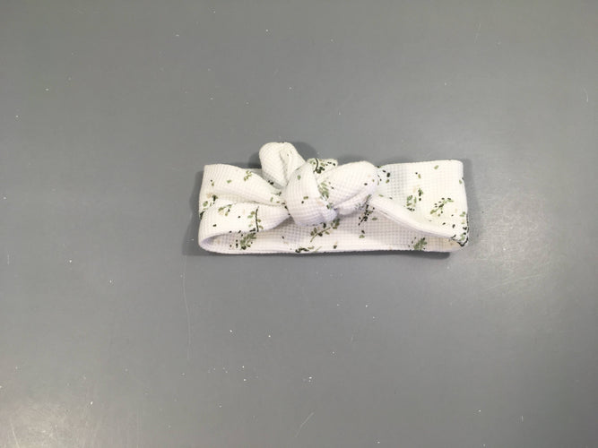 Bandeau blanc texturé motifs vert à nouer soi même, moins cher chez Petit Kiwi