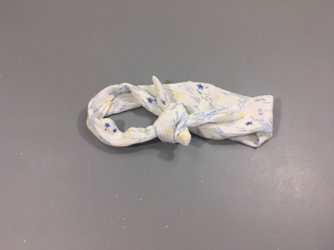 Bandeau blanc texturé motifs bleu jaune à nouer soi même, moins cher chez Petit Kiwi