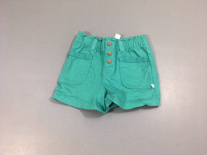 Short turquoise 98%coton, moins cher chez Petit Kiwi