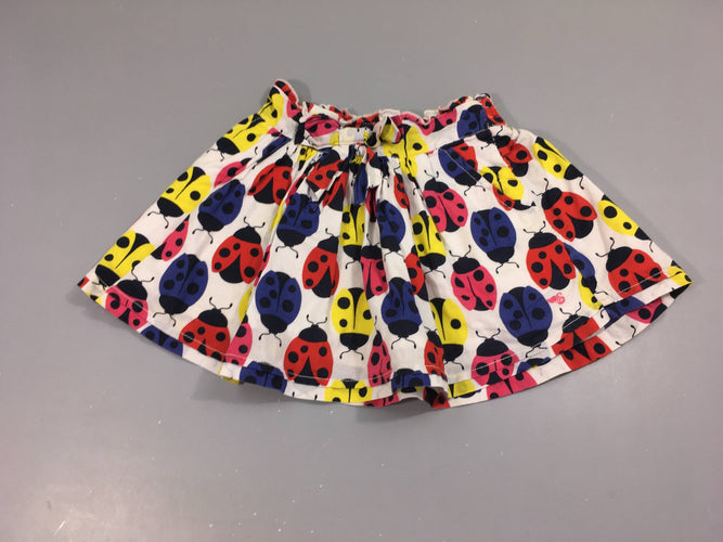 Jupe blanche coccinelles couleur poches et doublée, moins cher chez Petit Kiwi