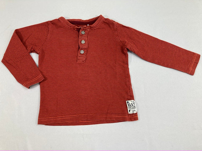 T-shirt m.l orange rayé rouge boutons, moins cher chez Petit Kiwi