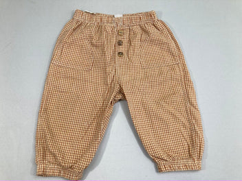 Pantalon léger à carreaux orange/jaune/blanc taille et chevilles élastiques
