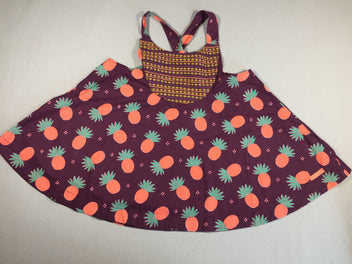 Blouse évasée aubergine avec des ananas - bretelles croisées