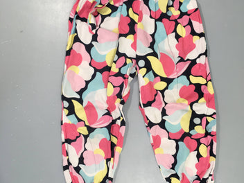 Pantalon fluide léger taille et chevilles élastiques motifs multicolores
