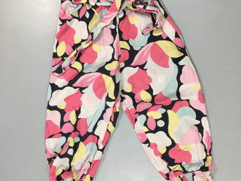 Pantalon fluide léger taille et chevilles élastiques motifs multicolores