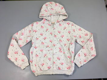 Sweat zippéà capuche gris flammé licornes