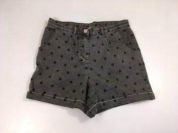 Short denim noir pois à revers