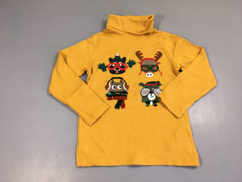 T-shirt m.l col roulé jaune animaux hiver