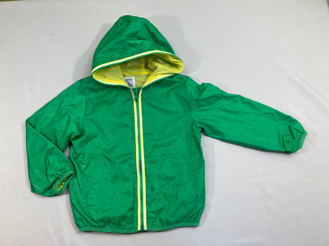 Veste légère zippée verte à capuche, moins cher chez Petit Kiwi