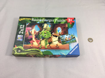 Puzzle 2x12 pcs Gigantosaurus +3a Complet (UNE pièce cornée et recolée!)