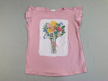 T-shirt m.c rose bouquet fleurs pailleté