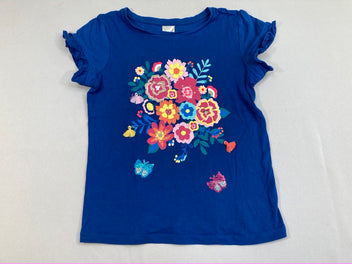 T-shirt m.c bleu fleuri papillons sequins