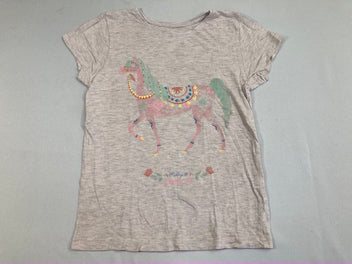 T-shirt m.c rose/gris flammé cheval