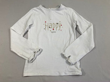 T-shirt m.l blanc Happy col froncé
