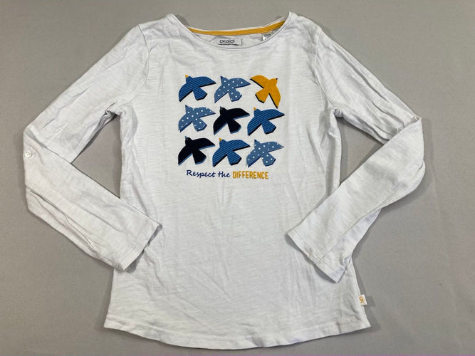 T-shirt m.l blanc oiseaux, moins cher chez Petit Kiwi