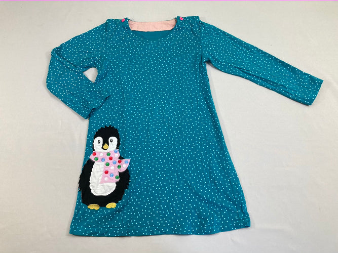 Robe m.l jersey bleu/vert pois pingouin, moins cher chez Petit Kiwi