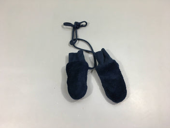 Moufles bleu foncé velours doublées polar