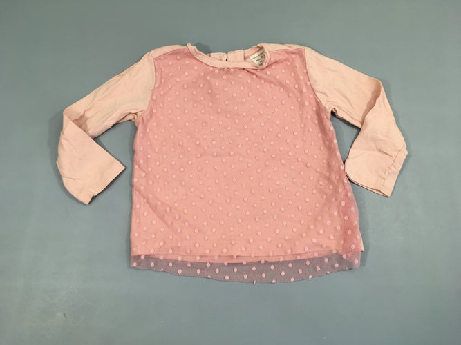 T-shirt m.l rose voile pois, moins cher chez Petit Kiwi