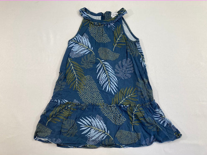 Robe s.m bleu foncé feuillage, moins cher chez Petit Kiwi