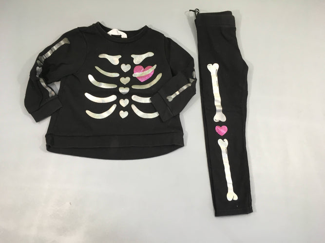 Sweat noir squelette + legging légèrement bouloché, moins cher chez Petit Kiwi