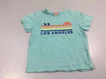 T-shirt m.c bleu broderies los angeles, légèrement bouloché