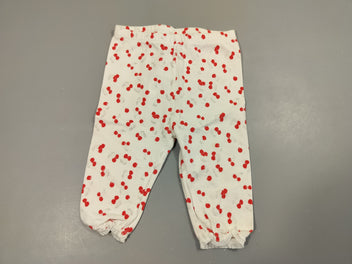 Legging taille et chevilles élastiques blanc motifs cerises, petite tache
