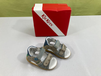 Sandales gris-bleu Kickers-petites traces foncées sur scratch supérieur