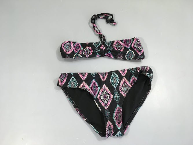 Bikini noir losanges rose bleuté, moins cher chez Petit Kiwi