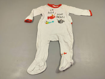Pyjama jersey blanc poissons