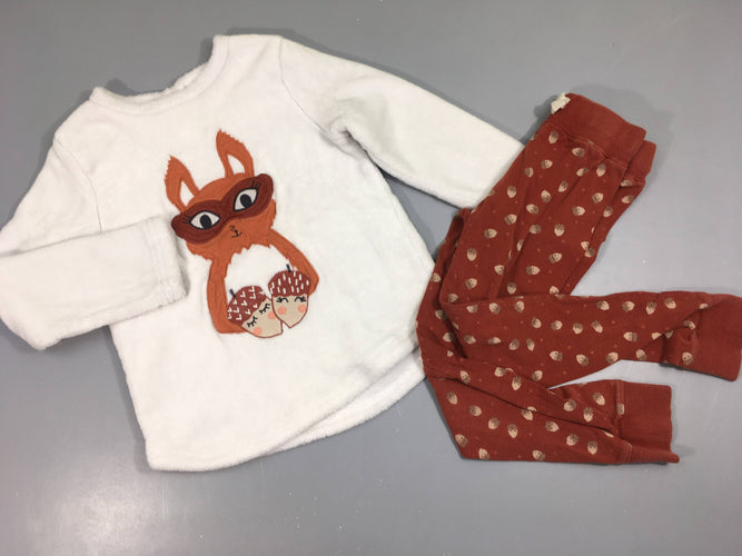 Pyjama 2pcs velours blanc écureuil brun, moins cher chez Petit Kiwi