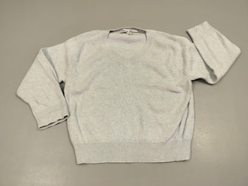 Pull bleu clair chiné, col v 100% coton , très légèrement bouloché