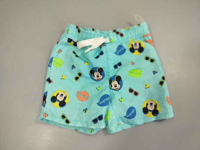 Short bleu  Mickey 100% polyester, moins cher chez Petit Kiwi