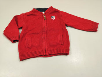 Gilet zippé rouge , écusson de l'Angleterre 85% coton 15% laine, un peu bouloché