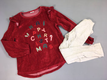 Pyjama 2pcs velours rouge Noël -Petite tache bleue avt