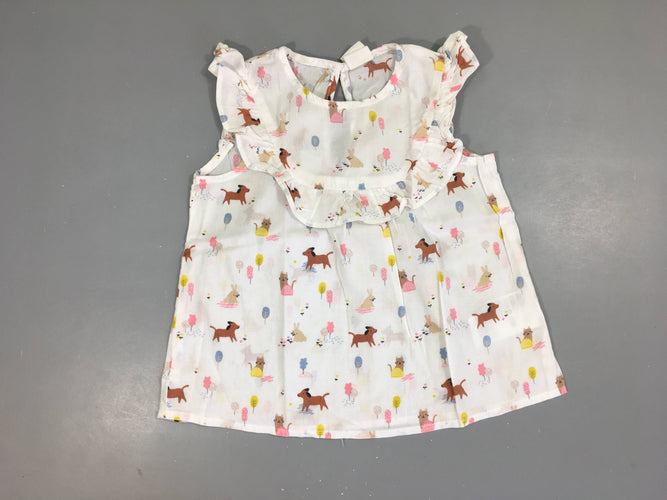 Blouse m.c blanche motifs animaux, moins cher chez Petit Kiwi