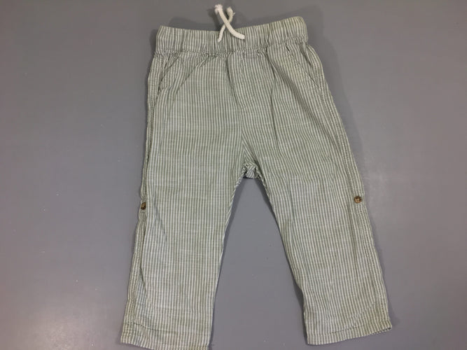 Pantalon vert ligné blanc taille élastique, moins cher chez Petit Kiwi