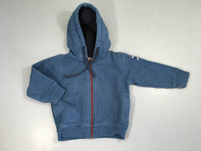 Sweat zippé bleu foncé à capuche, moins cher chez Petit Kiwi