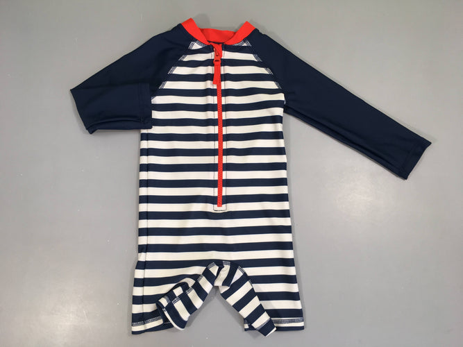 Combinaison anti-uv blanc rayé bleu, moins cher chez Petit Kiwi